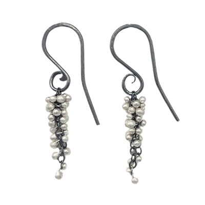 YED OMI - OXIDIZED WISTERIA CAVIAR EARRINGS - STERLING SILVER