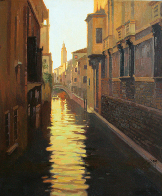 JIE ZHOU - GOLD REFLECTION - OIL ON CANVAS - 24 X 30