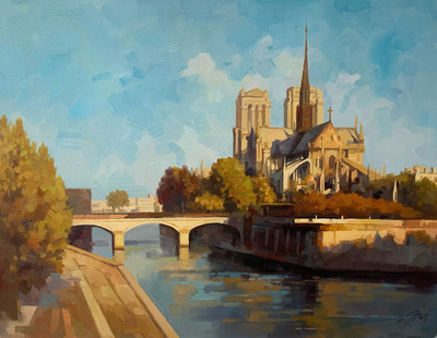 JIE ZHOU - PARIS FOREVER - OIL ON CANVAS - 34 X 26